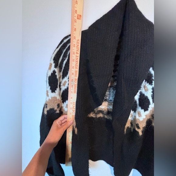 Banana Republic Open Front Cardigan Sweater – Black/Tan/White Patterned Knit (M) - Picture 12 of 13